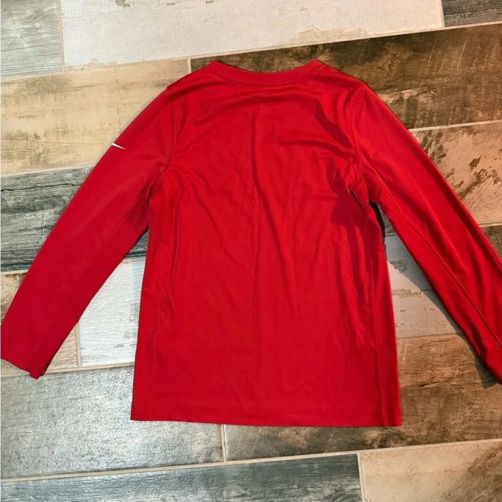 Nike Kids Long Sleeve Red Tee with Logo